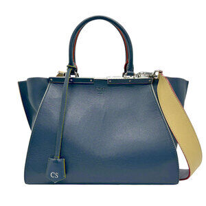 Fendi Trois Jours Leather Shoulder Bag Cobalt Blue